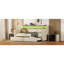 Lit de jour simple avec couchette en magnifique beige - Station de charge, lumières à DEL et support de tête de lit serein-377370969