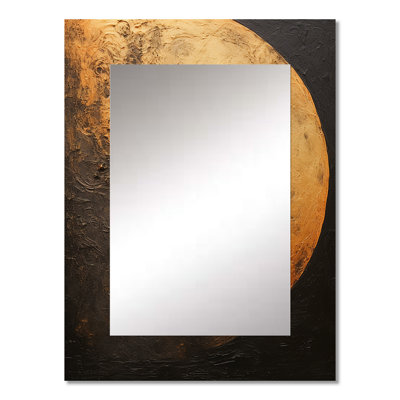 Bronze Moon Beam I - Moon Decorative Mirror, Gold Wall Mirror, Printed Metal Art