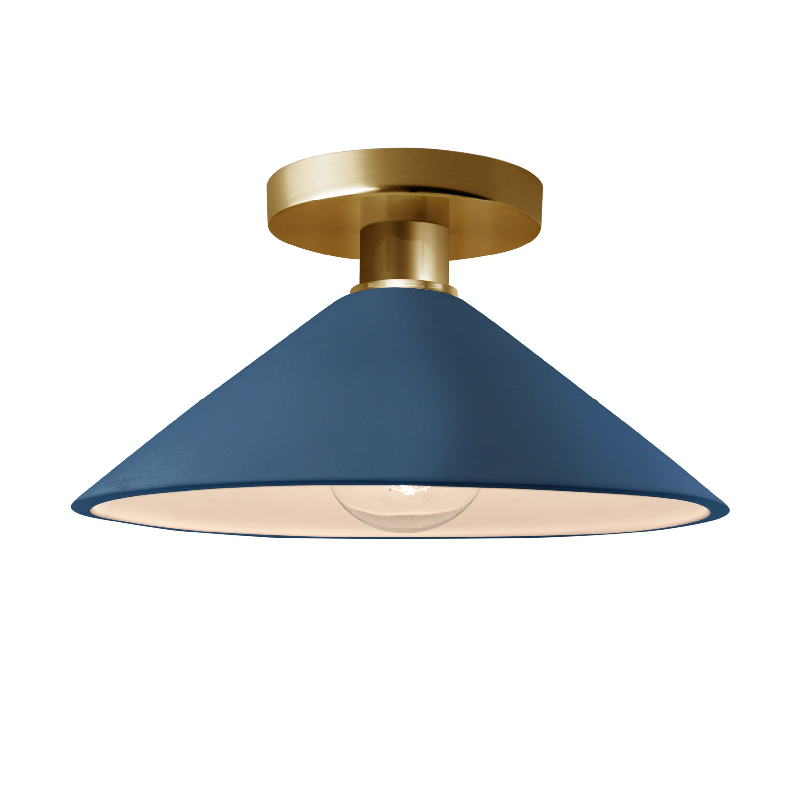 Single Light Ceramic Semi Flush Mount, Midnight Sky, Polished Brass, Incandescent (Not Included)