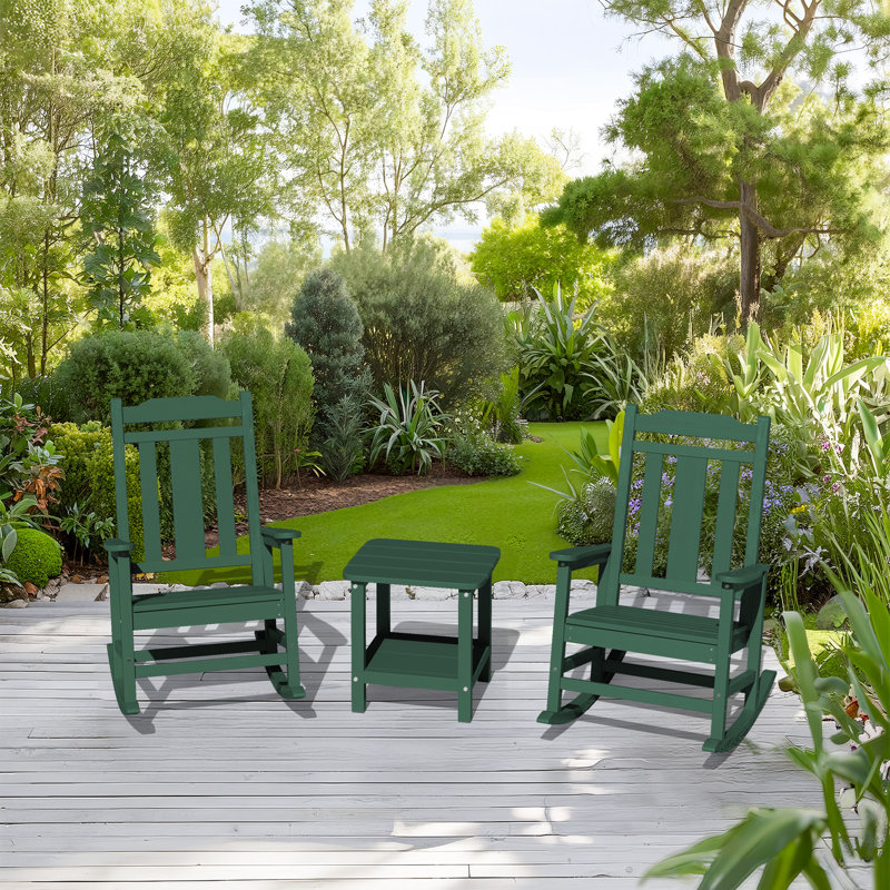 Ensemble de 2 chaises Adirondack à bascule Wolak, Vert foncé