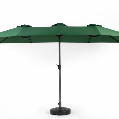 Grand parasol d'extérieur double face 14,8 pi avec manivelle (vert foncé) (sans base)