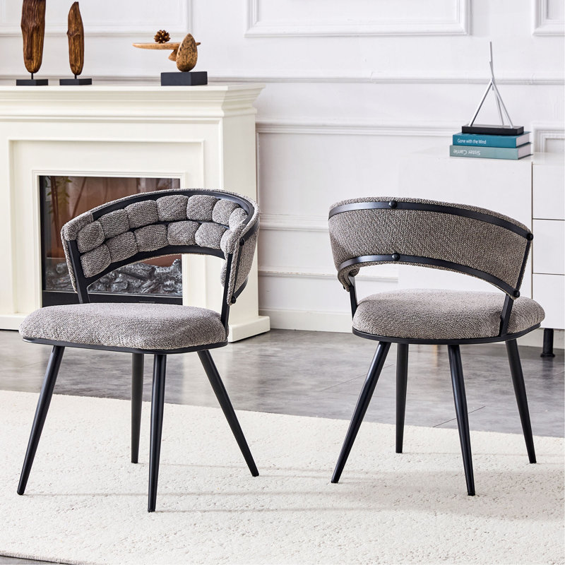 Ensemble de 2 chaises de salle à manger en velours avec pieds noirs, chaises d'appoint rembourrées modernes pour la salle à manger et la cuisine