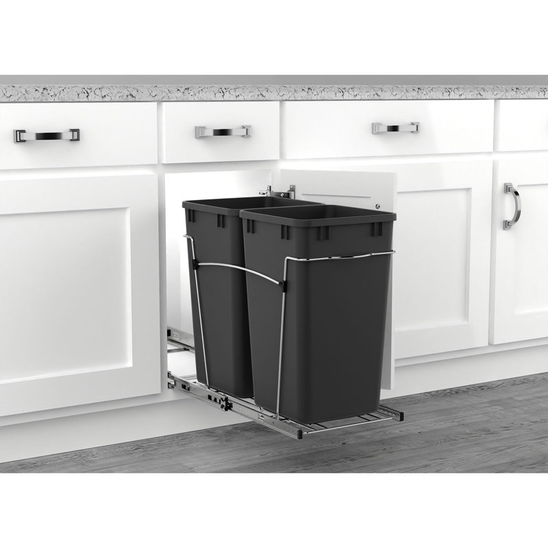Poubelles coulissantes doubles Rev-A-Shelf pour la cuisine , Noir, 27 pintes