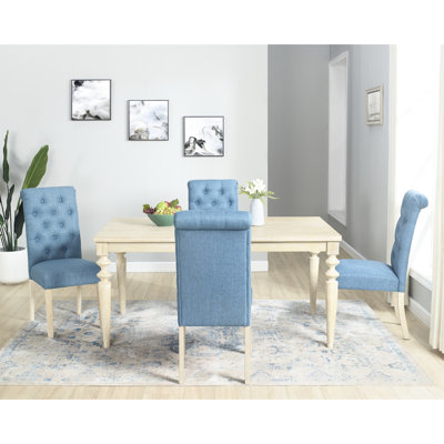 5 Dining: Rectangular Table With 4 Comfy Seats In Blue & Brown Fascinating Dining : Table, Chairs
