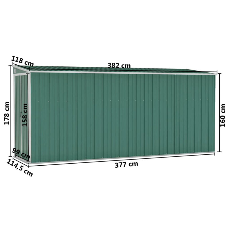 Green Galvanized Steel Wall-Mounted Garden Storage Shed