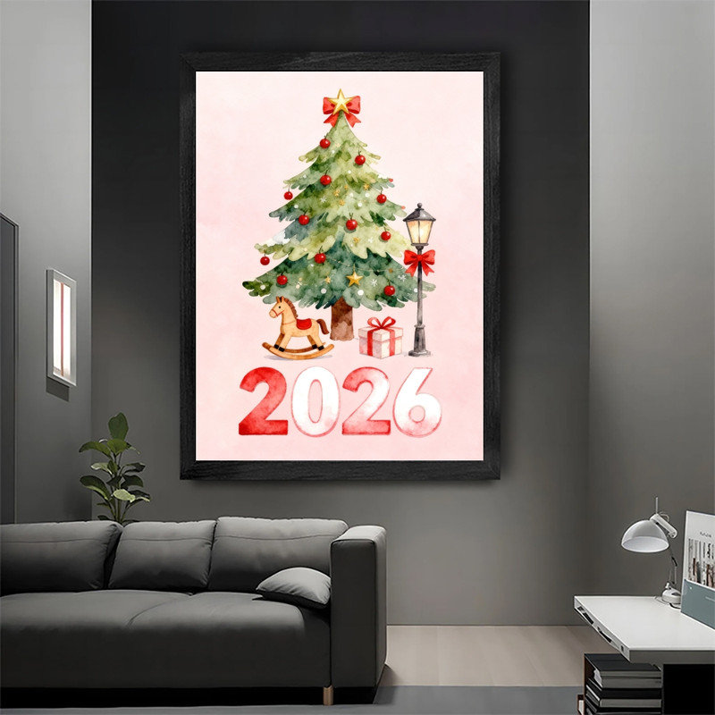 «Black», encadré noir, aquarelle festive, impression encadrée, H 37 po x l 25 po