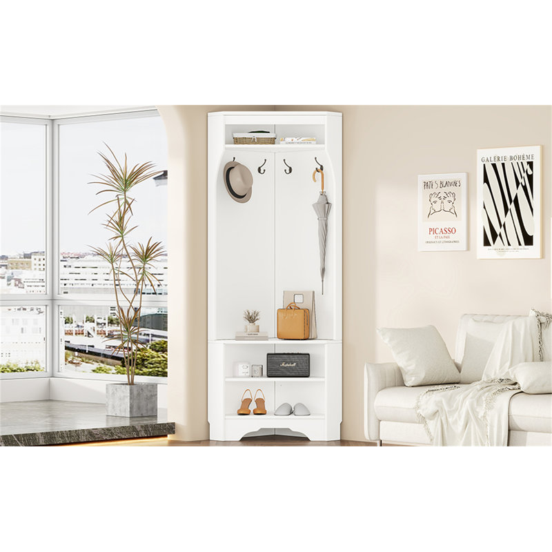 ON-TREND Minimalist Corner Hall Tree With Shoe Bench