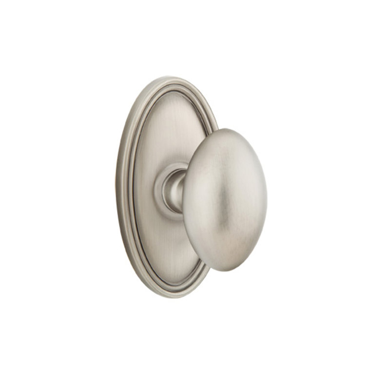 Ensemble de faux boutons Emtek avec bouton ovale Roestte et œuf, Étain
