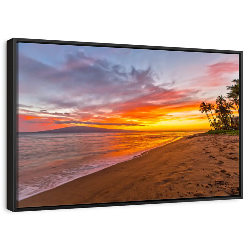 Kaanapali Neruda Sunset, 25 po x 17 po, Cadre flottant noir