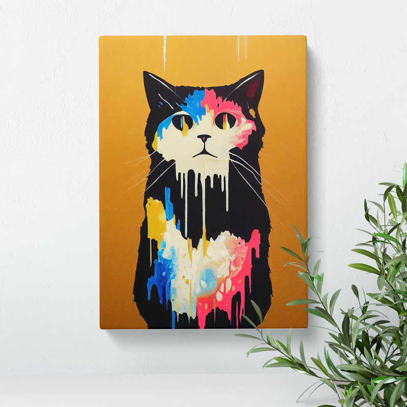 Painted Cat No.2 - Wrapped Canvas, 60cm H x 40cm W x 3cm D