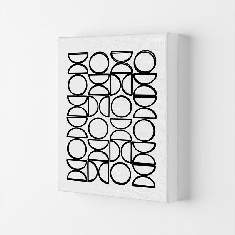 Black And White Mid Century Geometric A - Print, 84cm H x 59cm W x 1cm D, No Frame