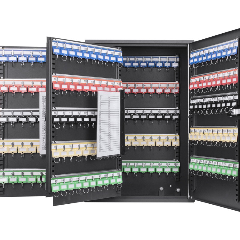 Armoire réglable à 300 clés en acier noir - serrure à combinaison, fixation murale pour un rangement sécurisé avec clés et acier de gestion efficace, réglable, serrure