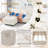 Beige Chenille Modular Sectional Sofa, Double Layer Support Couch with 5 Pillows & Side Storage Pocket,Movable Ottoman-1274976951