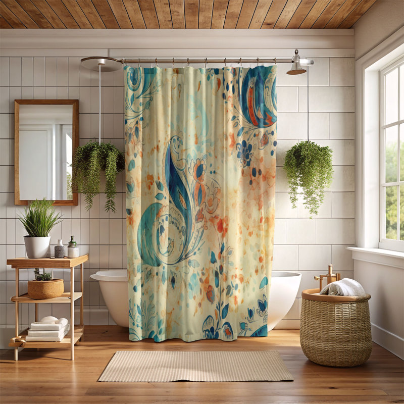 Rideau de douche Classic Paisley - Premium, H 74 po x l 71 po