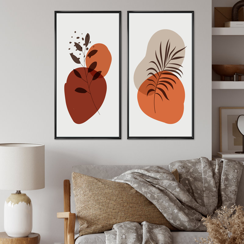 Minimalistic Abstract Designs in Retro Colors I - Ensemble de 2 peintures, H 40 po x l 40 po x P 1,5 po
