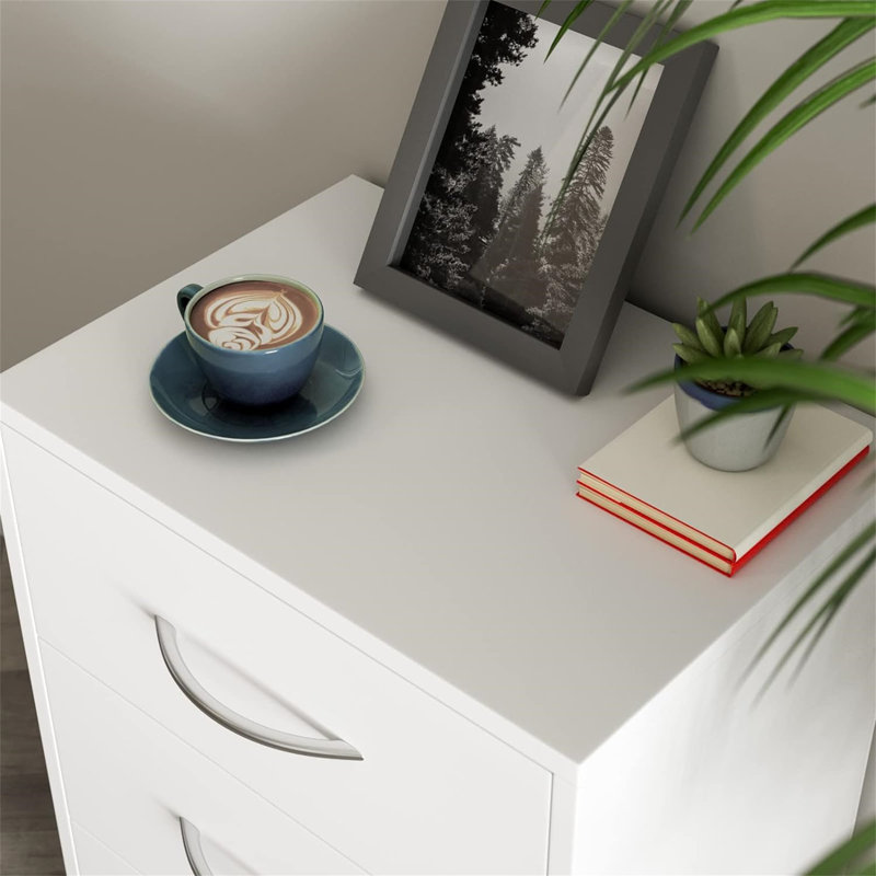 2X Bedside Table With 3 Drawers, White