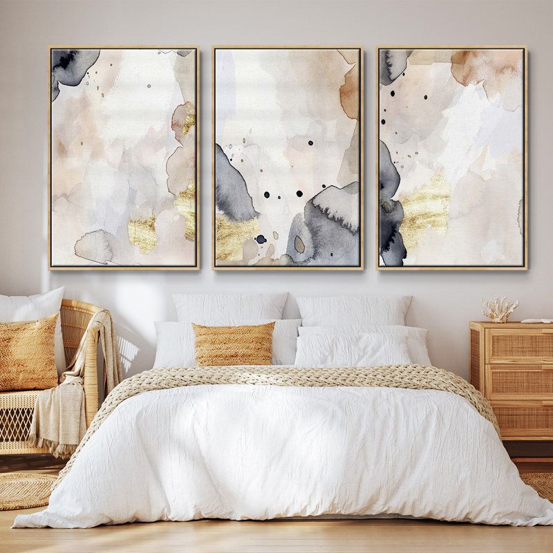 Petite chouette - ensemble de 3 reproductions sur toile, Bois naturel, H 27 po x l 54 po