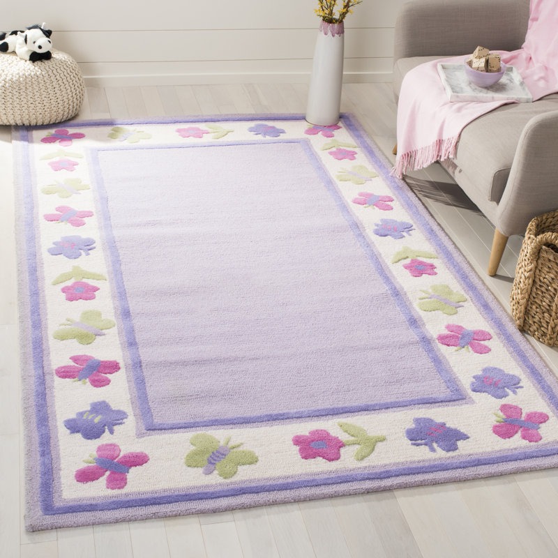 Tapis mauve / beige touffeté à la main Claro, Rectangle 8 pi x 10 pi