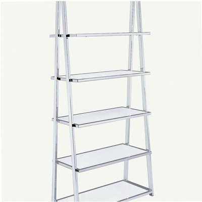Bibliothèque blanche et chrome avec 6 tablettes