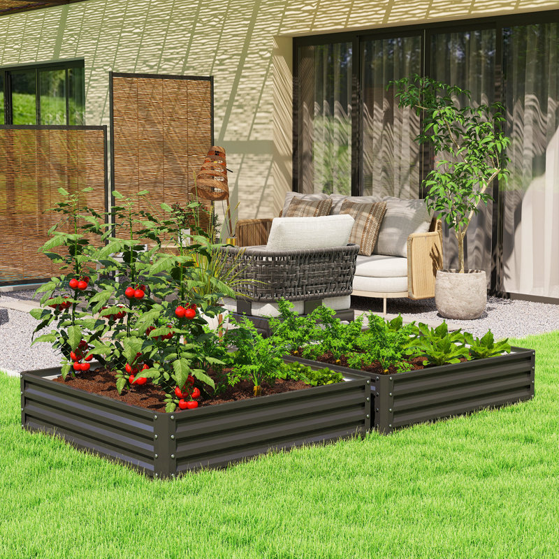 Lit de jardin surélevé galvanisé 4 pi x 4 pi x 1 pi, noir