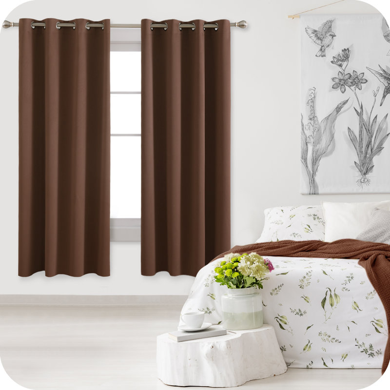 Prysilla Blackout Curtain Pair, Brown, 52cm Width x 138cm Drop