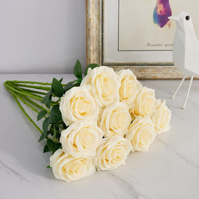 Bouquet de fleurs artificielles 10 pièces, Blanc