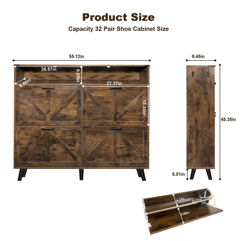 Armoire à chaussures Farmhouse Narrow