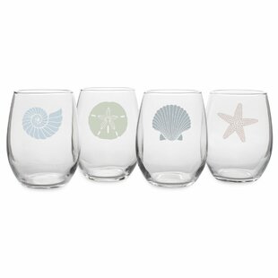 Set of 4, Sheer-rim Personalized 21oz Stemless Wine Glasses