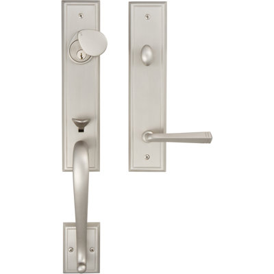 Ensemble de poignées de qualité supérieure avec pêne dormant cylindrique simple, levier de porte et rosette San Jose