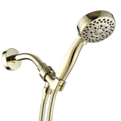 Douche à main dorée - 5 modes de jet, ABS, sécuritaire, facile à installer, amovible, réglages de la tête d'économie d'eau, buses de nettoyage, nettoyage, fixation murale