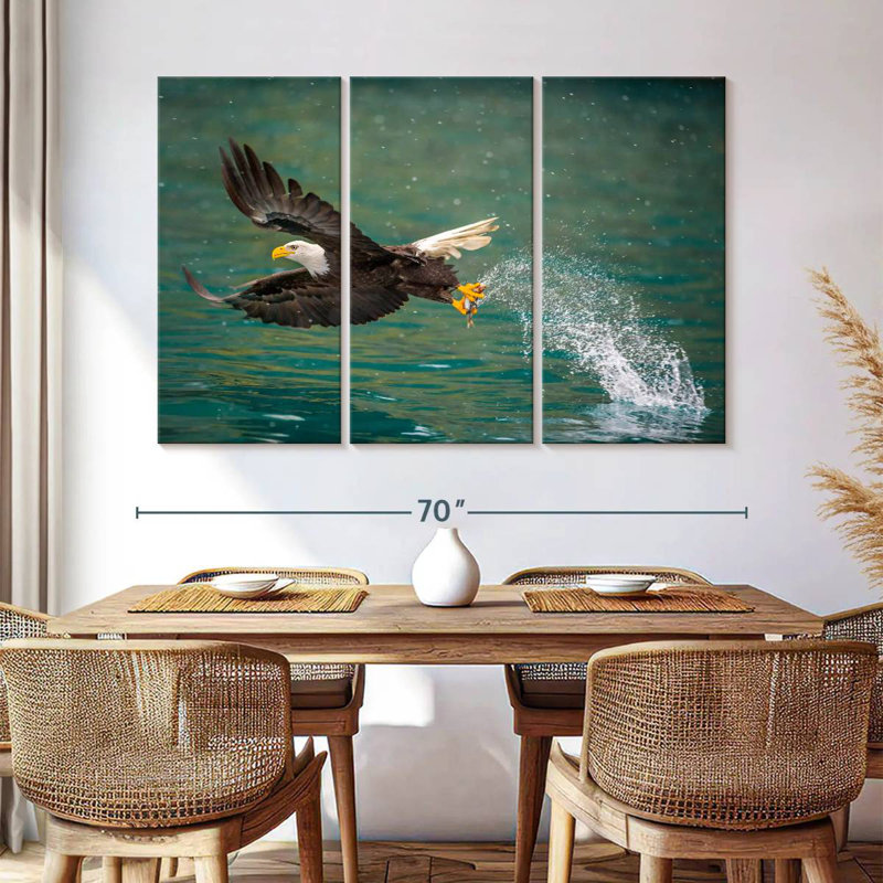 Brampt Eagle Catching Prey, 42" H x 65" W