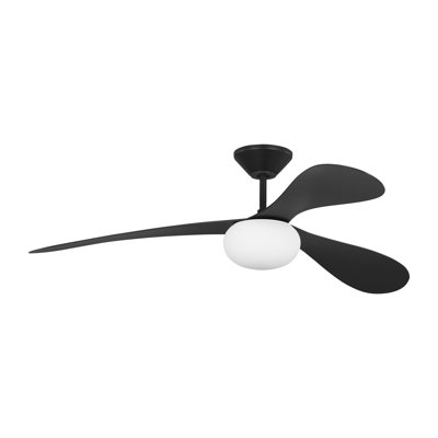 Visual Comfort Fan Drape Smart 58 LED Indoor Ceiling Fan with Threaded Downrod, Matte White ABS blades and Handheld Remote
