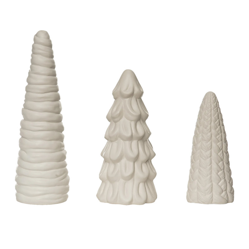 Dolomite 12.5 in. White Christmas Tree Set of 3