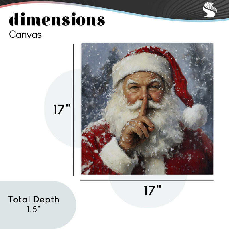Secret Santa Shh Canvas, design by Petal Prints Design, 17" H x 17" W