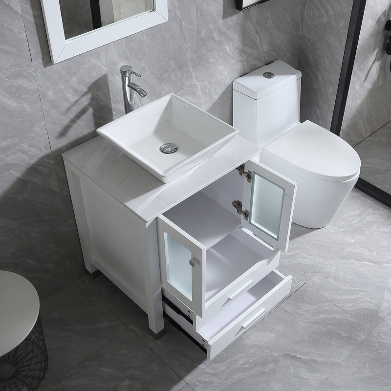 Manderup 24.8" Single Bathroom Vanity Set, White