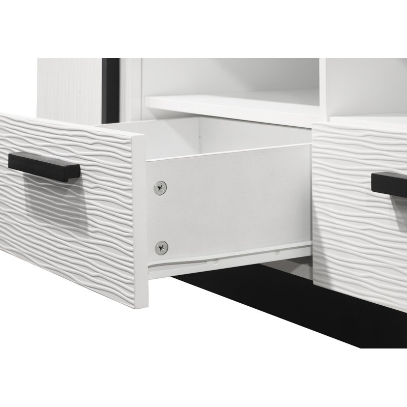 Matilda 70.5'' White and Black Engineered Wood TV Stand