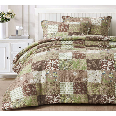 Boho Printed Patchwork Lightweight Washed Cotton Comforter Set 