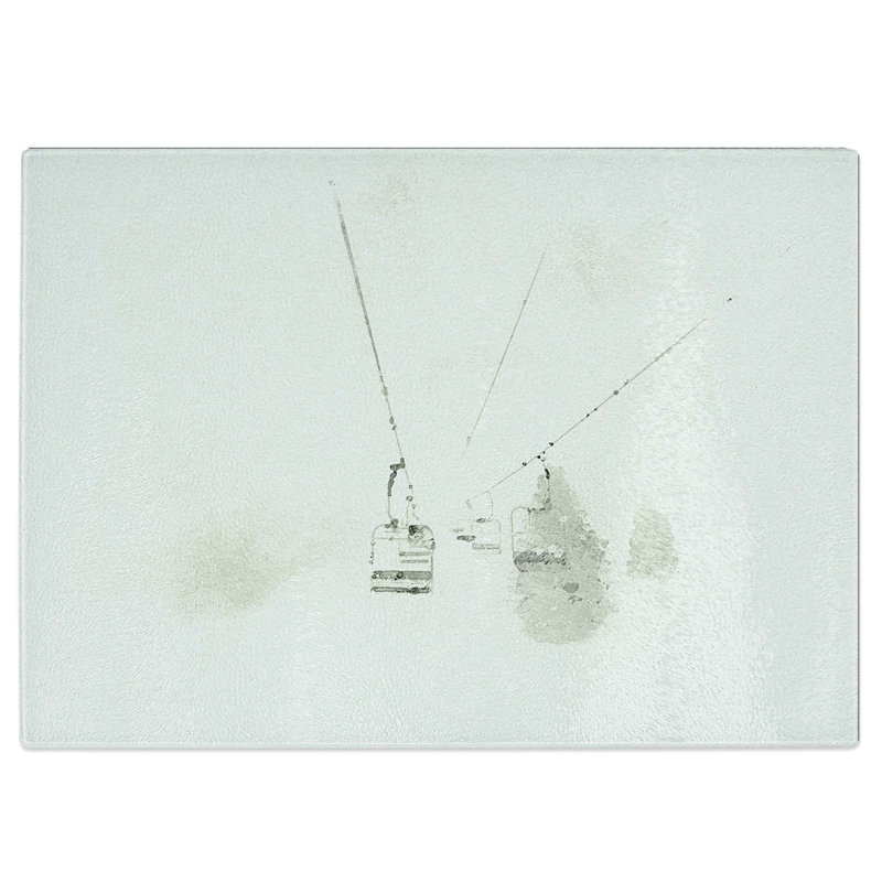 Tempered Glass Ski Lift in Morillon France Chopping Board, 28.5 cm W x 20 cm L