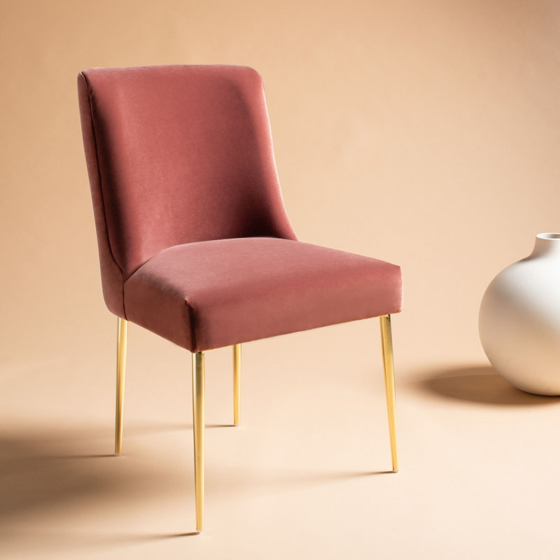 Pine Lake 20.25'' H Upholstered Side Chair, Velvet Dark Rose Pink