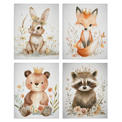 Ensemble de 4 bonnets fantaisistes couronnés de bébés animaux, design par Ramona Murdock