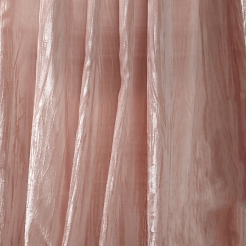 Damaya Crushed Velvet Solid Semi-Sheer Tab Top Single Curtain Panel, Blush, 52" x 95"