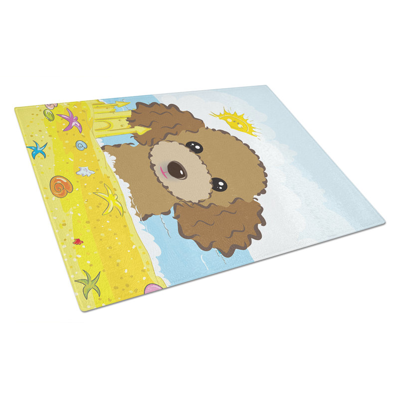 Planche à découper en verre trempé d’été caroline, Caniche brun chocolat