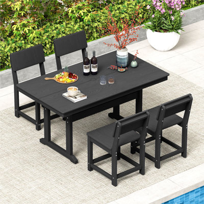 4 - Person Outdoor 59.2" Long Dining Set with 4 Chairs All-weather Sturdy Patio Set with Rectangular  Table