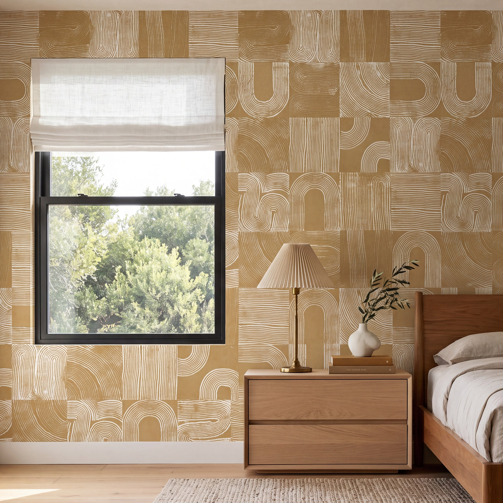 Jacobsen Modern Peel & Stick Geometric Wallpaper, Yellow