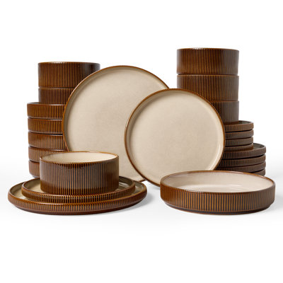  24 Pieces Dinnerware Set with 8.1” Pasta Bowls, Service for 6