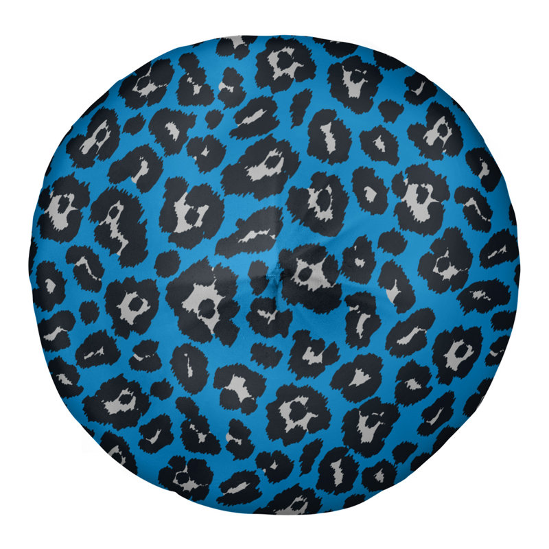 Housse et insert de coussin touffeté rond, Bleu / noir / blanc, H 30 po x l 30 po x P 4 po