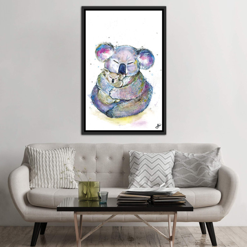 Décoration murale Kuddly Koalas, pour enfants, Toile avec cadre noir patiné, H 26 po x l 18 po x 1,5 po