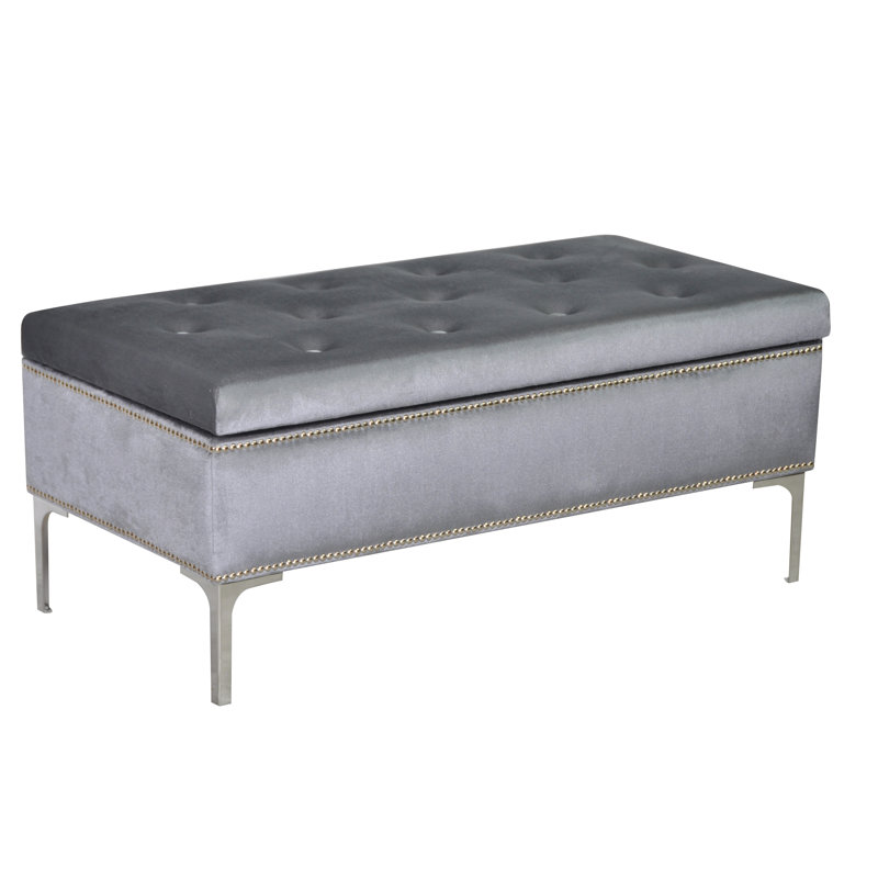 Luxe Polyester Blend Upholstered Storage Bench