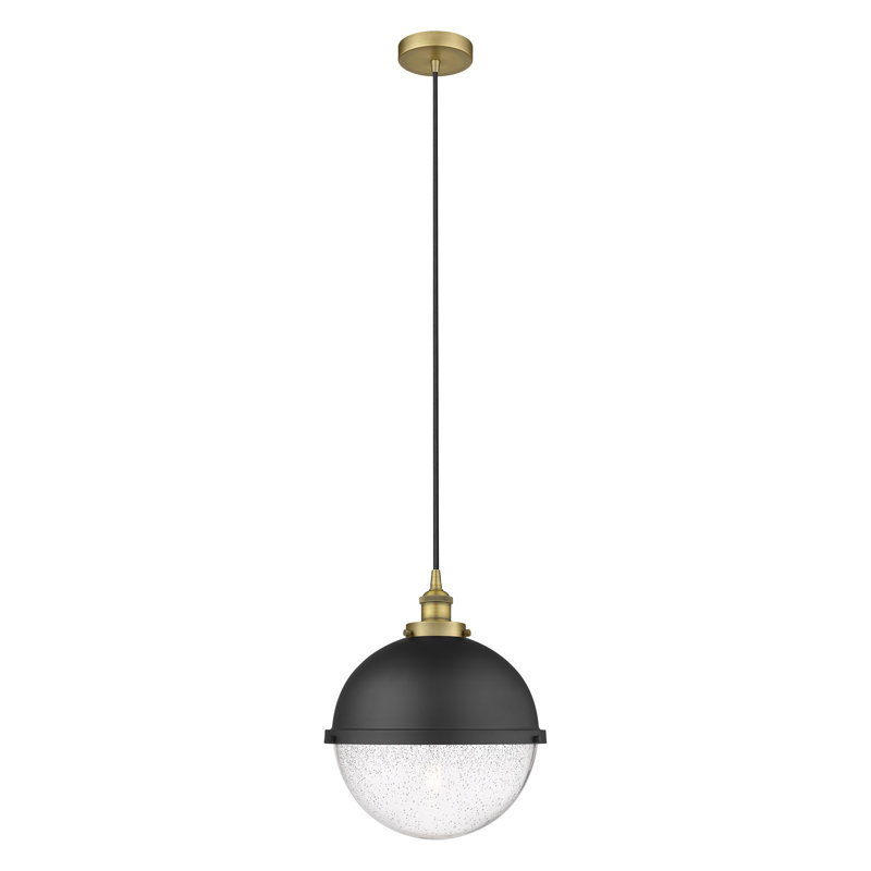 Luminaire suspendu simple à 1 lumière Laklyn, Laiton antique, H 16,5 po x l 13 po x P 13 po, Bullé