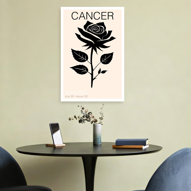 Cancer Zodiac Rose Elegant Abstract Contemporary Rose Flower Landscape Wall Art Print, 60.96cm H x 40.64cm W